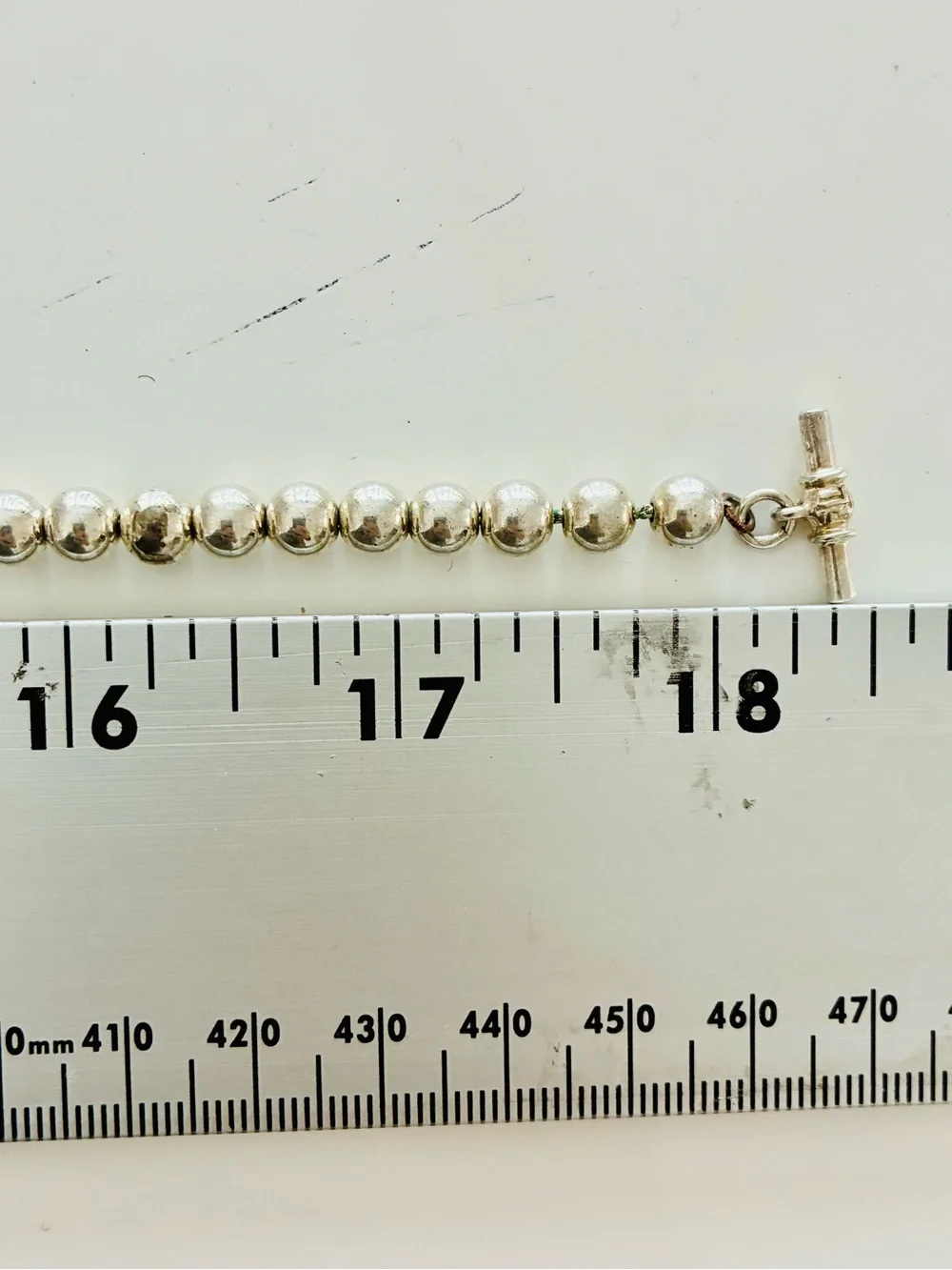 VTG Lauren Ralph Lauren Silver Plated Classic Beaded Toggle Necklace Signed 82g